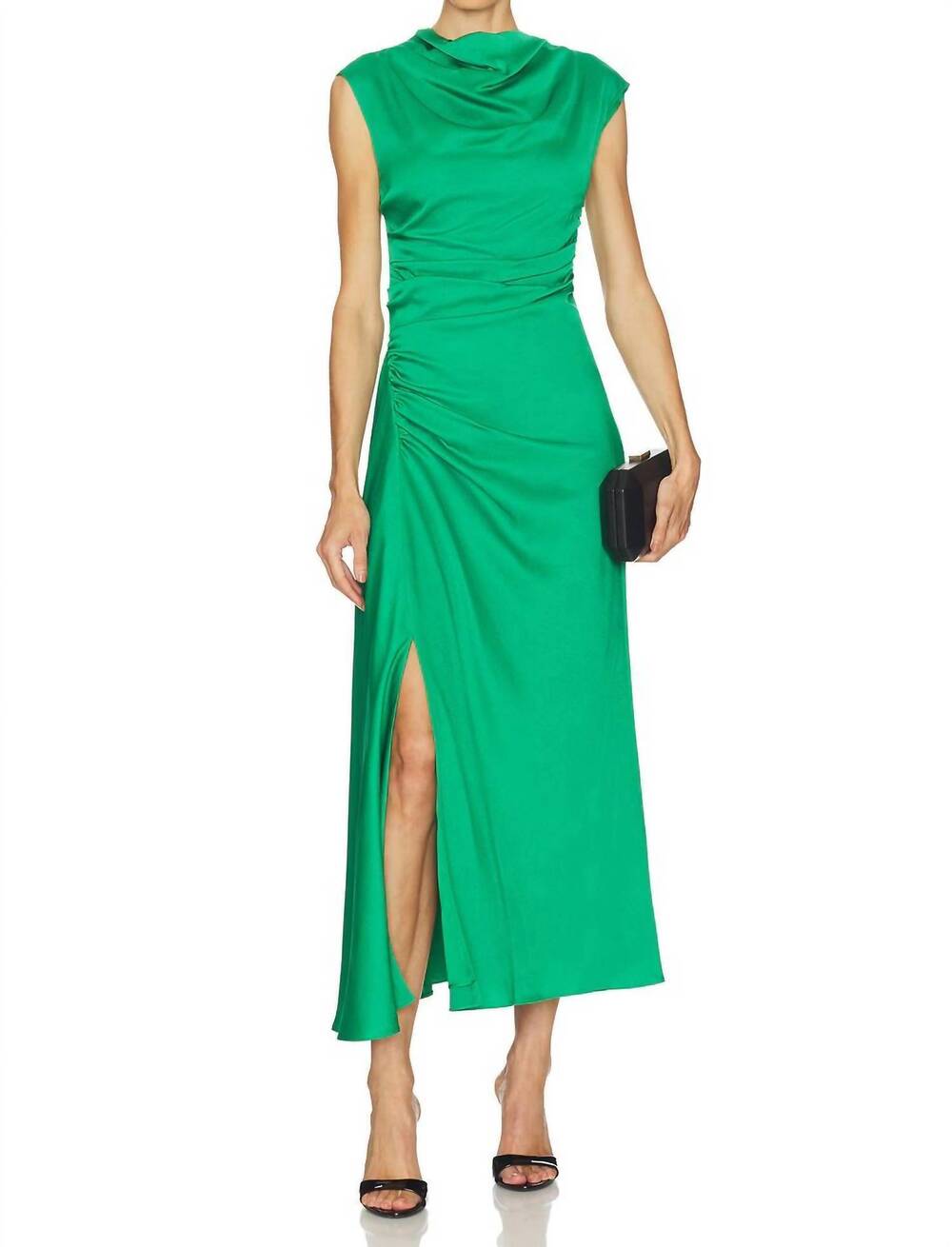 NEW SIMKHAI burke sleeveless draped midi dress in kelly green